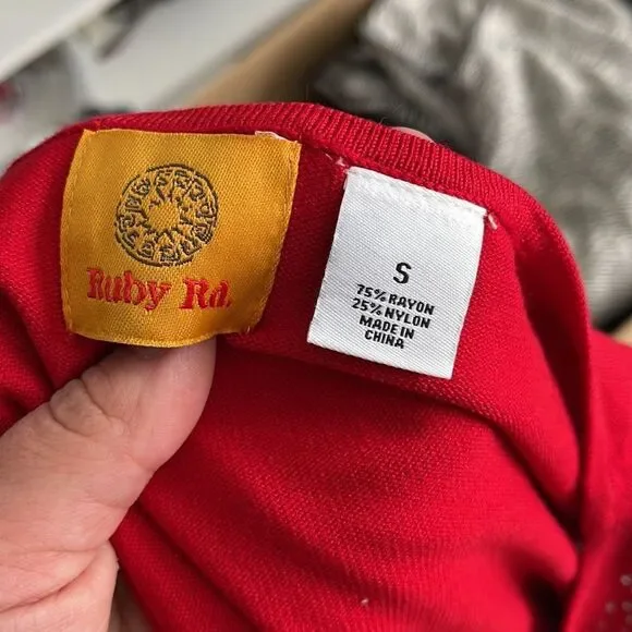 Ruby Rd . Red with Silver Longsleeve - Picture 4 of 4